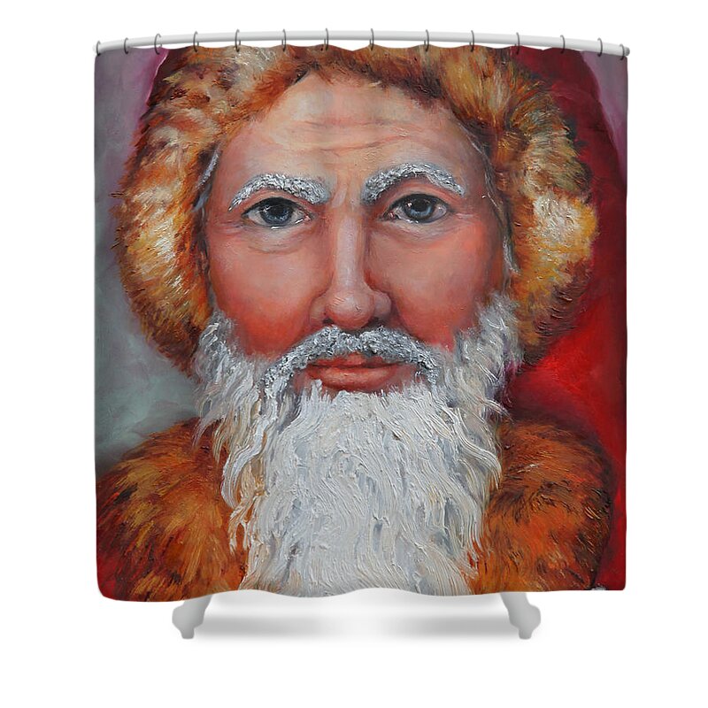 Santa Claus Shower Curtain featuring the painting 3D Santa by Portraits By NC