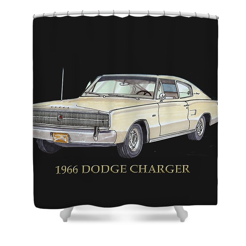 American Muscle Shower Curtain featuring the painting 1966 Dodge Charger #4 by Jack Pumphrey