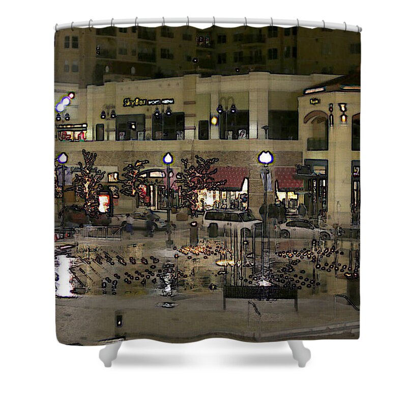 Mall Shower Curtain featuring the digital art After Closing #4 by Gary Baird