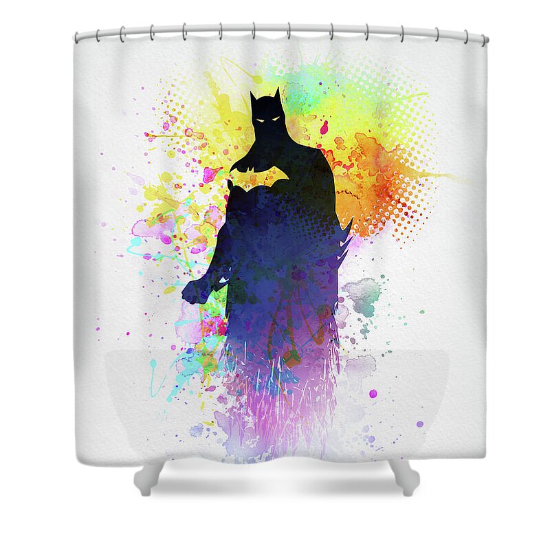Superheroes Shower Curtain featuring the painting Batman #4 by Art Popop