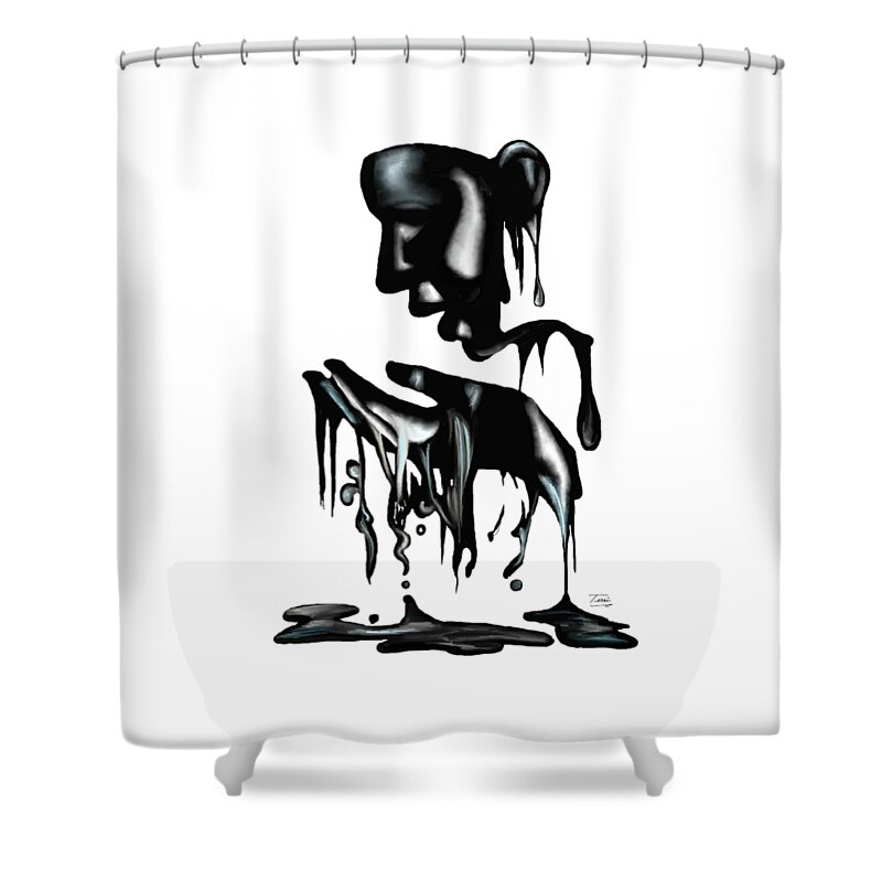 Woman Shower Curtain featuring the drawing Black. #8 by Terri Meredith
