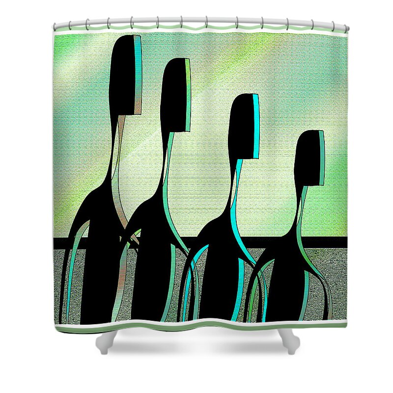 Men Shower Curtain featuring the digital art Brothers #5 by Iris Gelbart
