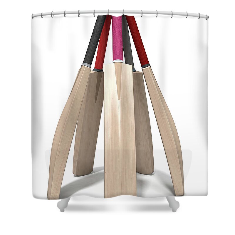 Cricket Shower Curtain featuring the digital art Cricket Bat Circle #4 by Allan Swart