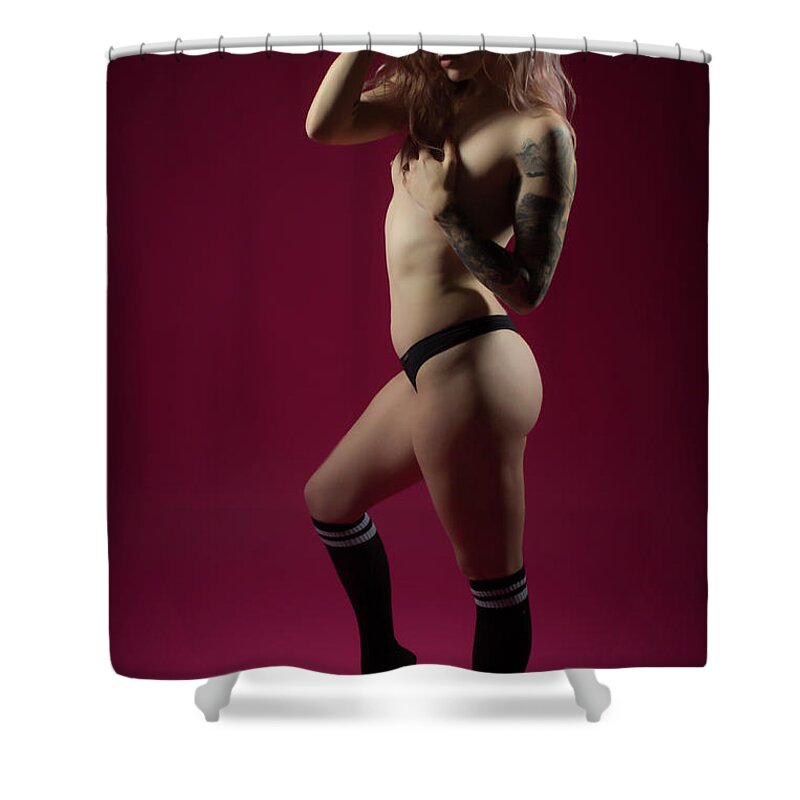 Implied Nude Shower Curtain featuring the photograph Danni by La Bella Vita Boudoir