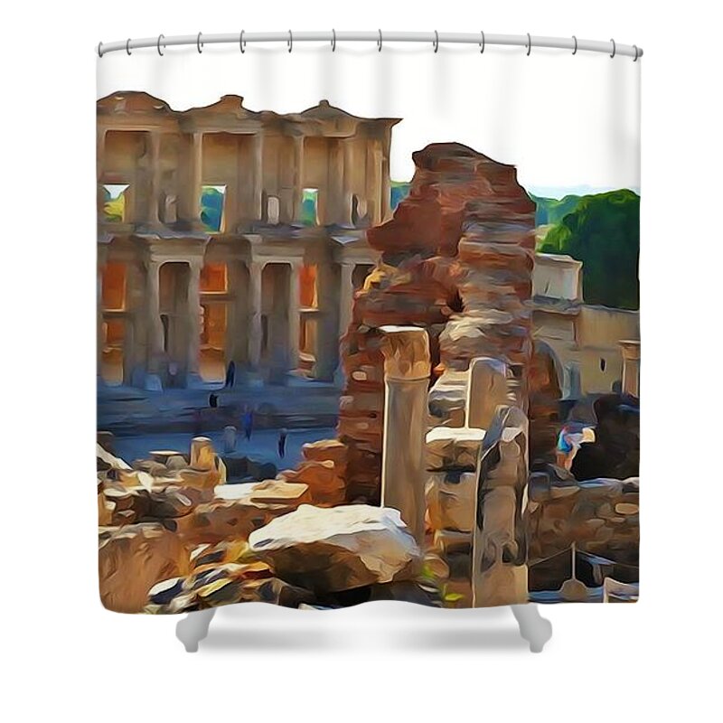 Ephesus Library Shower Curtain featuring the photograph Ephesus Library #4 by Lisa Dunn