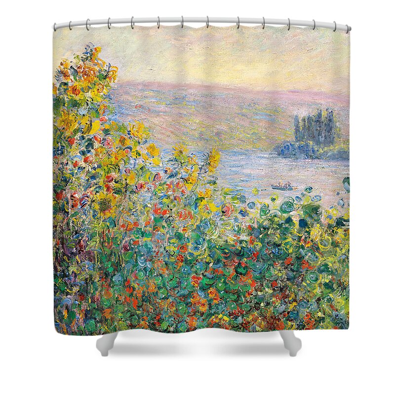 Claude Shower Curtain featuring the painting Flower Beds At Vetheuil #6 by Celestial Images