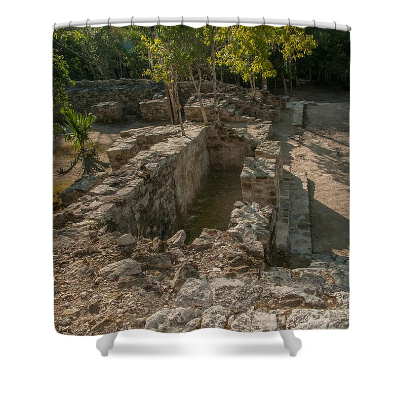 Mexico Quintana Roo Shower Curtain featuring the digital art Grupo Coba At the Coba Ruins #4 by Carol Ailles