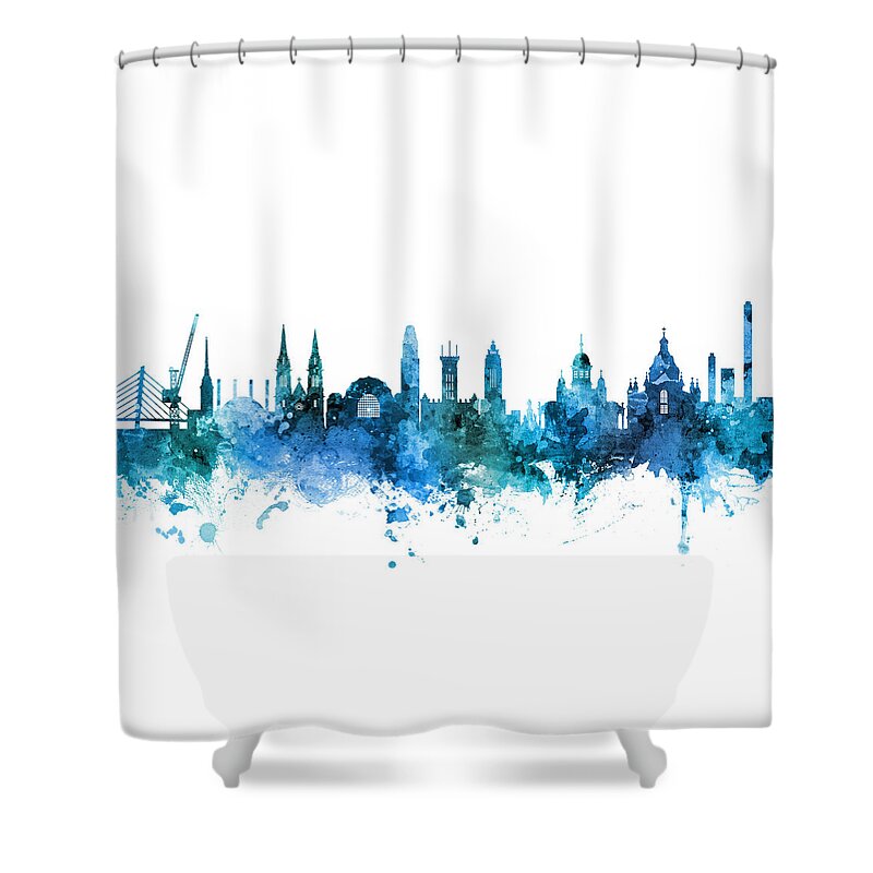 Helsinki Shower Curtain featuring the digital art Helsinki Finland Skyline #4 by Michael Tompsett