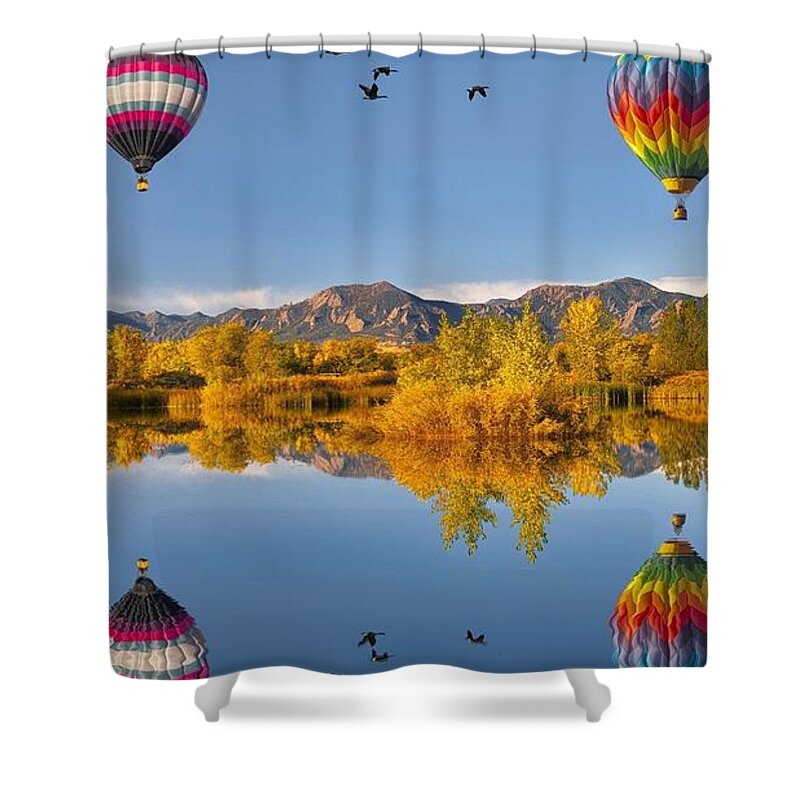 Hot Air Balloon Shower Curtain featuring the digital art Hot Air Balloon #4 by Super Lovely