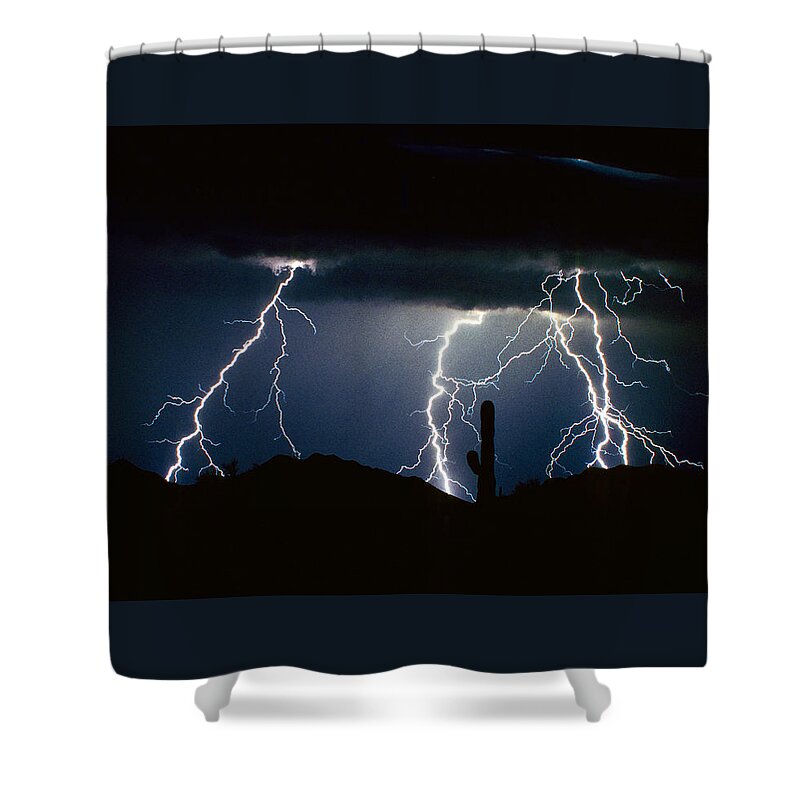 Landscape Shower Curtain featuring the photograph 4 Lightning Bolts Fine Art Photography Print by James BO Insogna