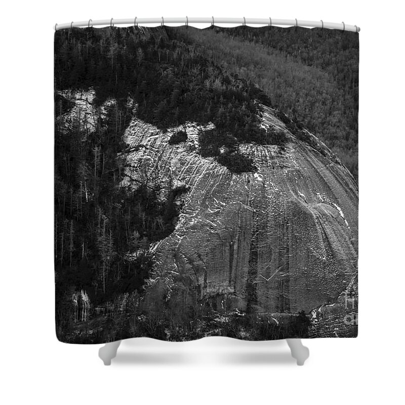 North Carolina Shower Curtain featuring the photograph Looking Glass Rock by Blue Ridge Parkway - Aerial Photo #1 by David Oppenheimer