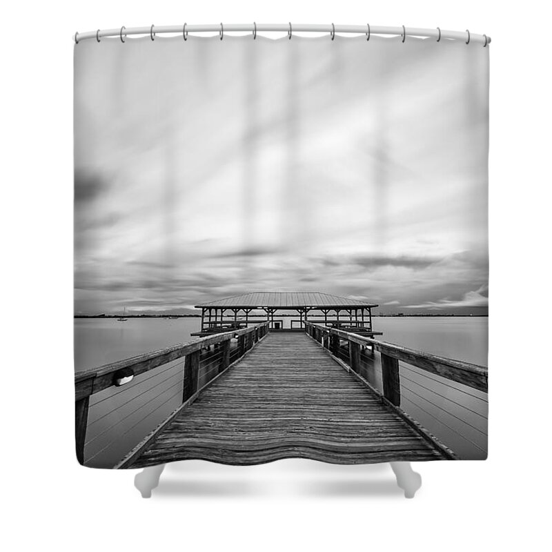 Melbourne Beach Pier Shower Curtain featuring the photograph Melbourne Beach Pier Sunset #4 by Stefan Mazzola