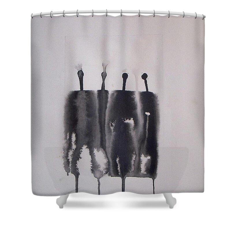 People Shower Curtain featuring the painting 4 Men by Vesna Antic
