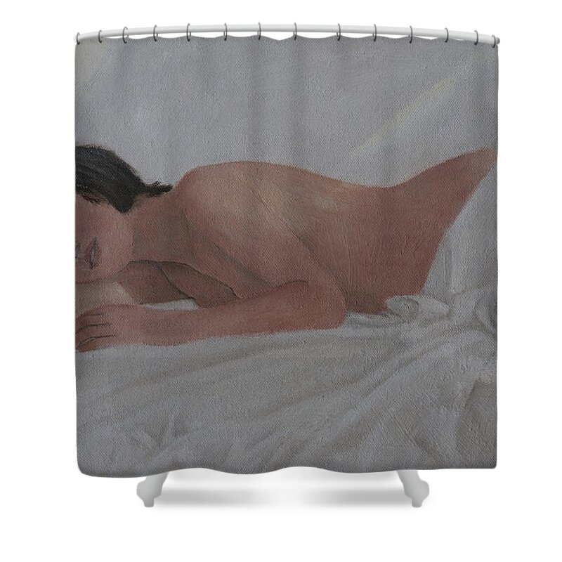 Nude Shower Curtain featuring the painting Morning #4 by Masami Iida