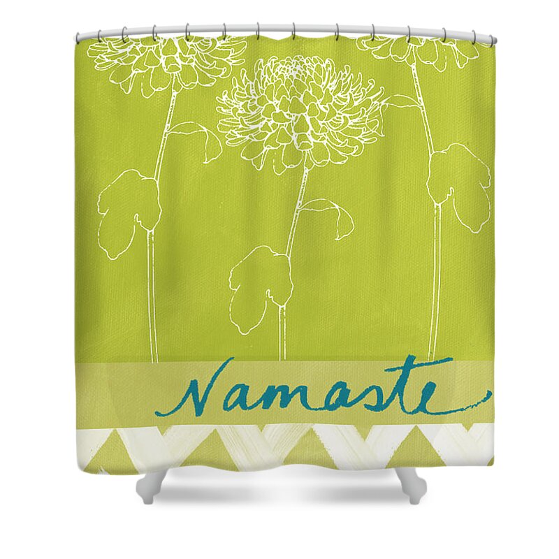Namaste Shower Curtain featuring the painting Namaste #4 by Linda Woods