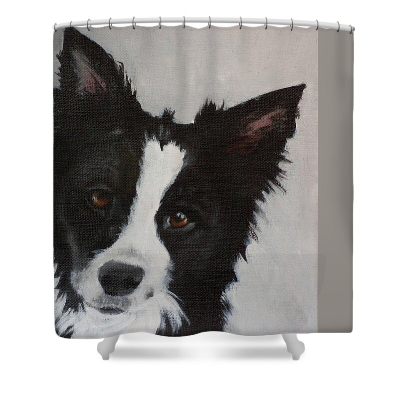 Jack Russell Terrier Shower Curtain featuring the painting Oliver #5 by Carol Russell