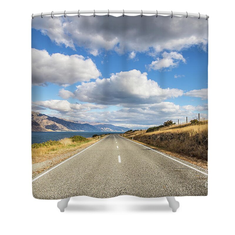 New Zealand Shower Curtain featuring the photograph On the road in New Zealand #4 by Didier Marti