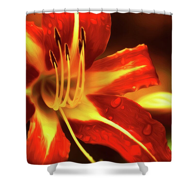 Orange Shower Curtain featuring the painting Orange Flower #4 by Prince Andre Faubert