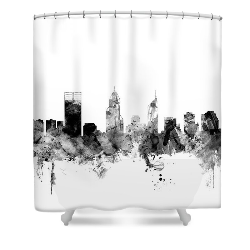 Perth Shower Curtain featuring the digital art Perth Australia Skyline by Michael Tompsett
