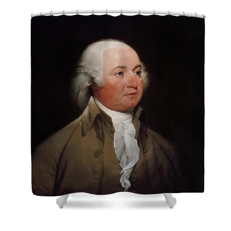 John Adams Shower Curtain featuring the painting President John Adams Painting by War Is Hell Store