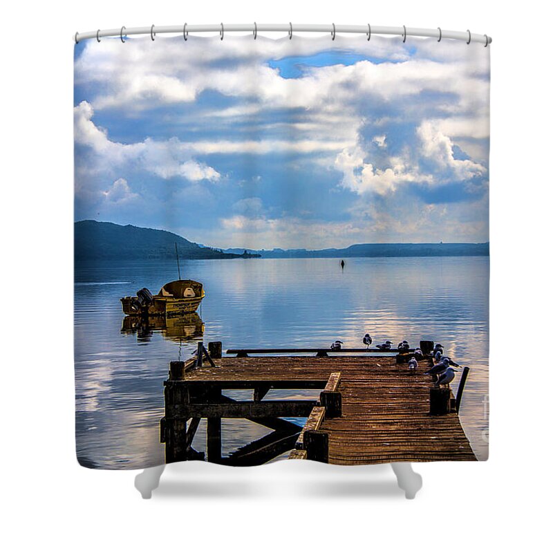 New Zealand Lakes Islands Shower Curtain featuring the photograph Quiet Lake #4 by Rick Bragan