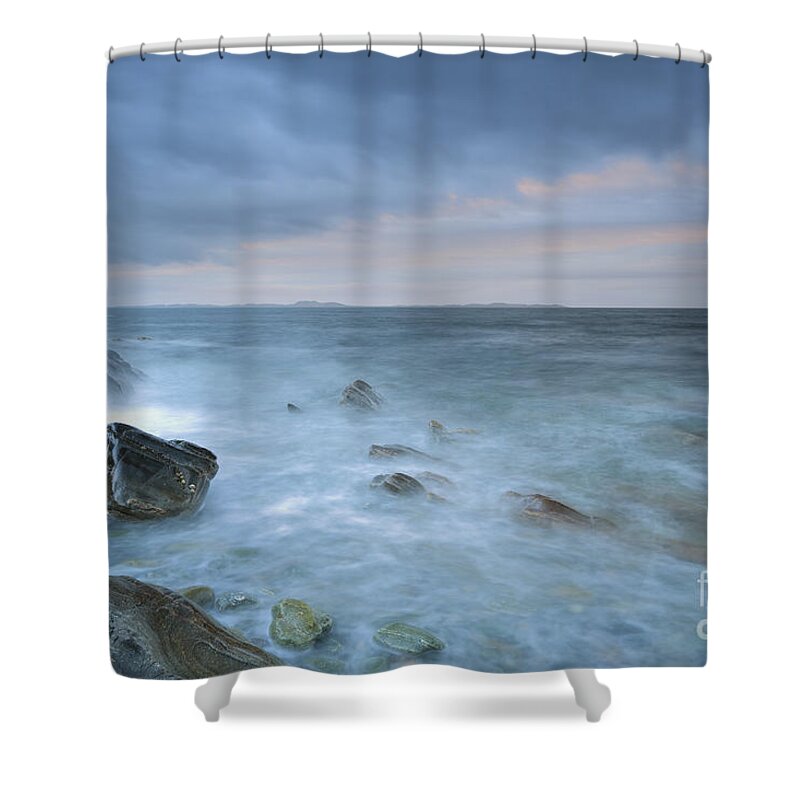 Mull Of Kintyre Shower Curtain featuring the photograph Sound of Jura at Sunset by Maria Gaellman