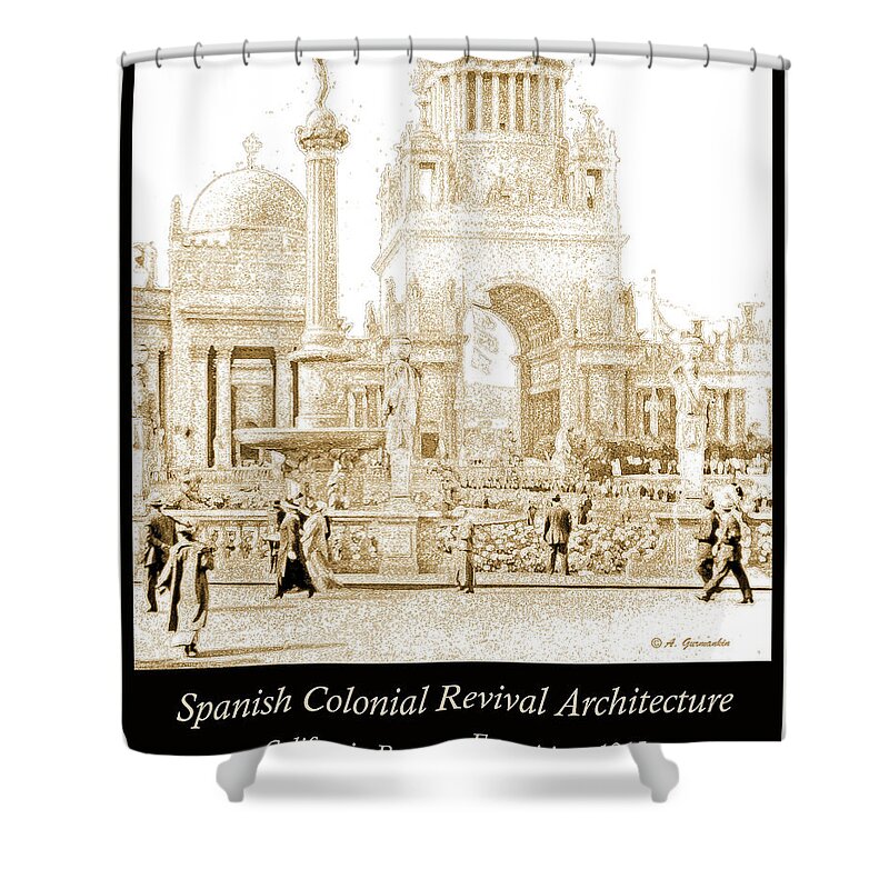 San Diego Shower Curtain featuring the photograph Spanish Colonial Revival Architecture, California Exposition, 19 #4 by A Macarthur Gurmankin