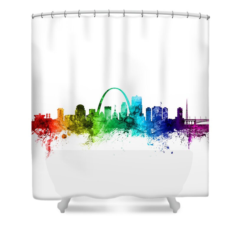 St Louis Shower Curtain featuring the digital art St Louis Missouri Skyline by Michael Tompsett