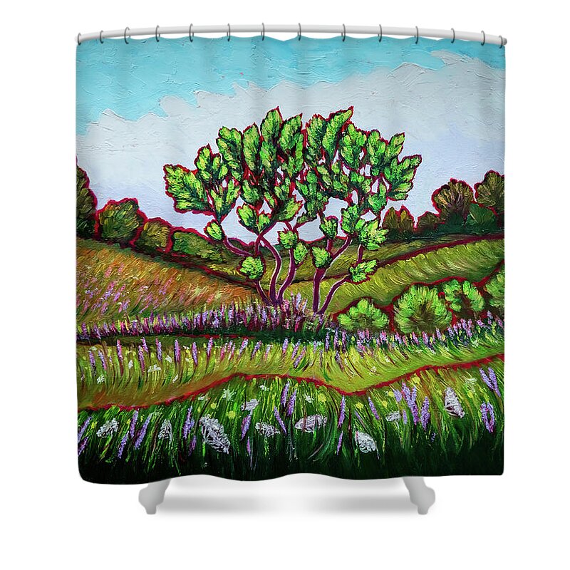 Impressionism Shower Curtain featuring the painting Summer Meadow #5 by Lilia S