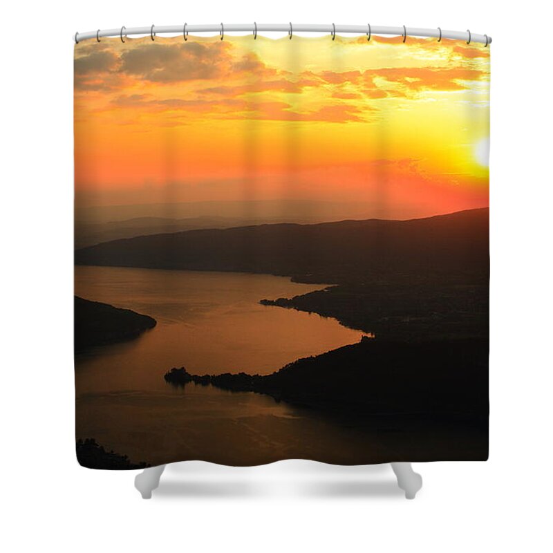 Sunset Shower Curtain featuring the digital art Sunset #4 by Maye Loeser