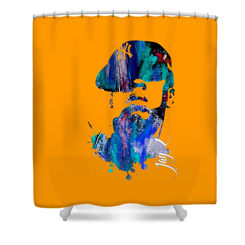 Jay Z Art Shower Curtain featuring the mixed media Jay Z Collection #40 by Marvin Blaine