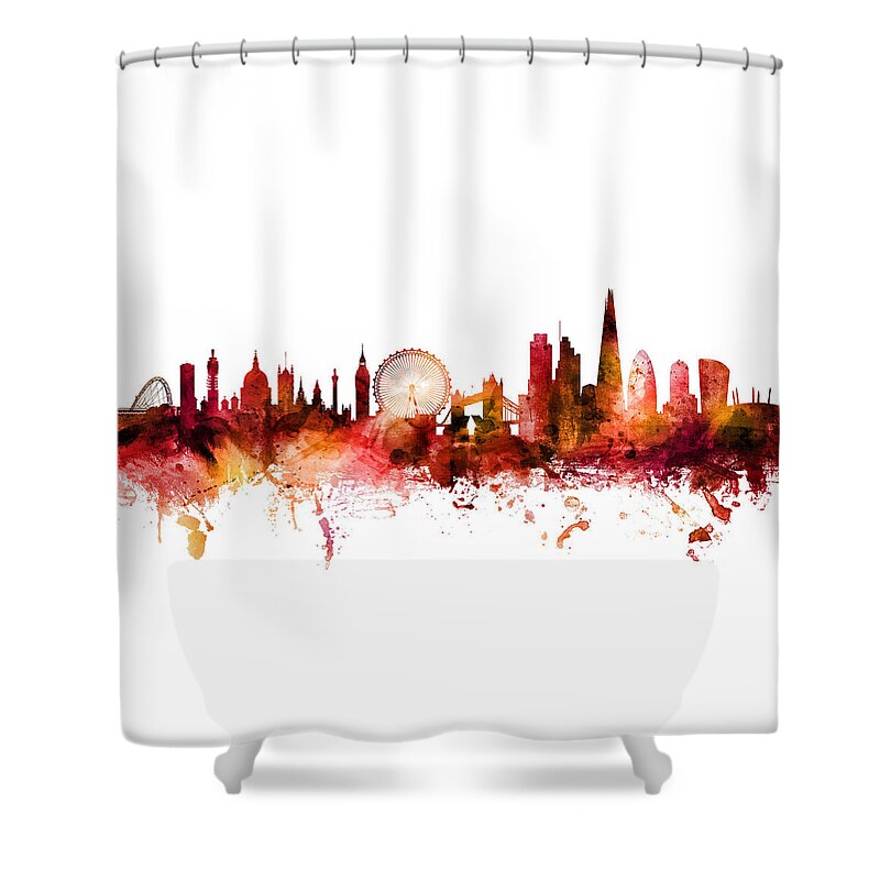 London Shower Curtain featuring the digital art London England Skyline #41 by Michael Tompsett