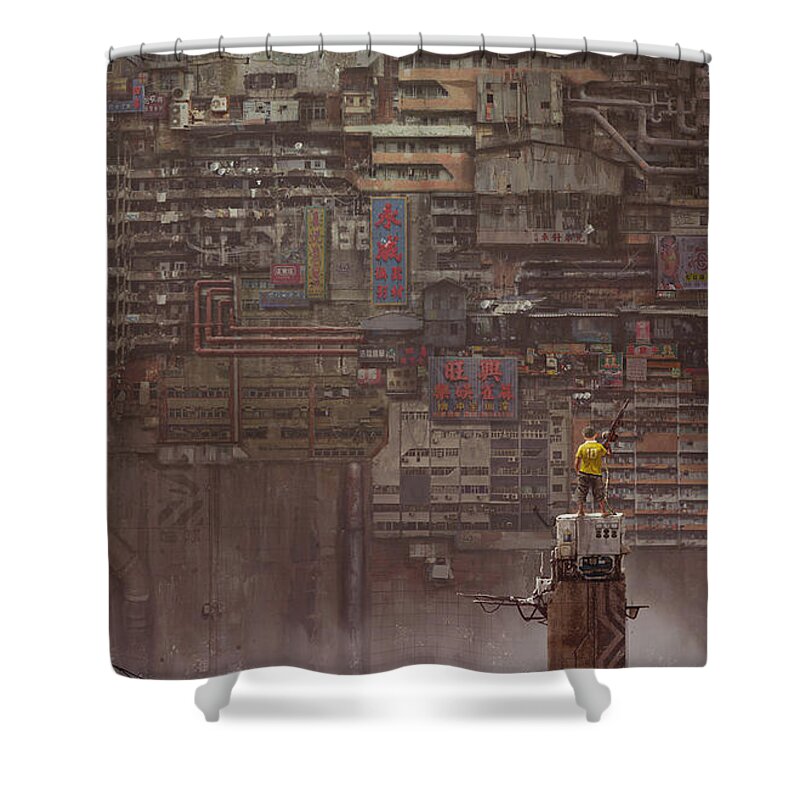 City Shower Curtain featuring the digital art City #42 by Super Lovely