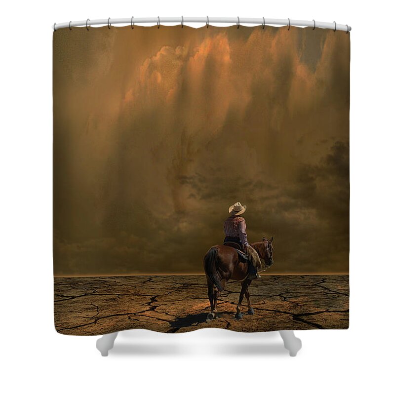 Cowboy Shower Curtain featuring the photograph 4378 by Peter Holme III