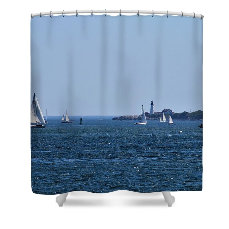 Portland Maine Shower Curtain featuring the photograph Casco Bay #5 by Donn Ingemie
