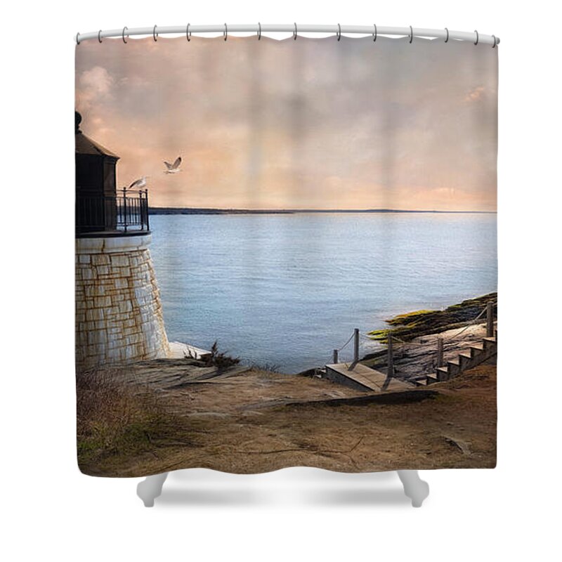 Lighthouse Shower Curtain featuring the photograph Castle Hill Light #5 by Robin-Lee Vieira