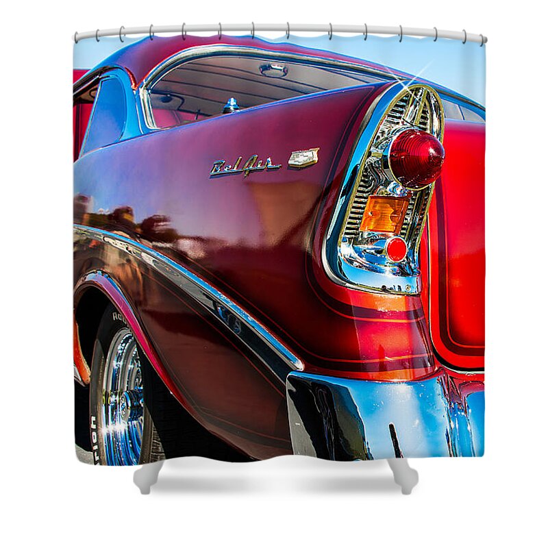 1956 Shower Curtain featuring the photograph 56 Chevy Bel Air by Anthony Sacco