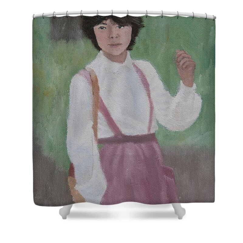 Walk Shower Curtain featuring the painting Girl In The Park #5 by Masami Iida