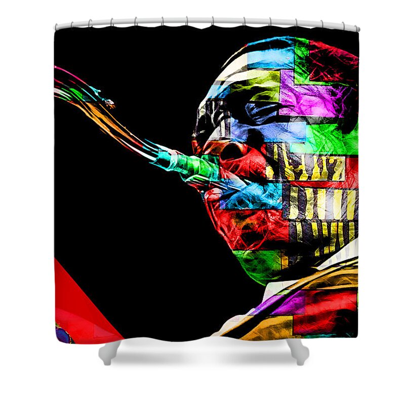 John Coltrane Shower Curtain featuring the mixed media John Coltrane Collection #6 by Marvin Blaine