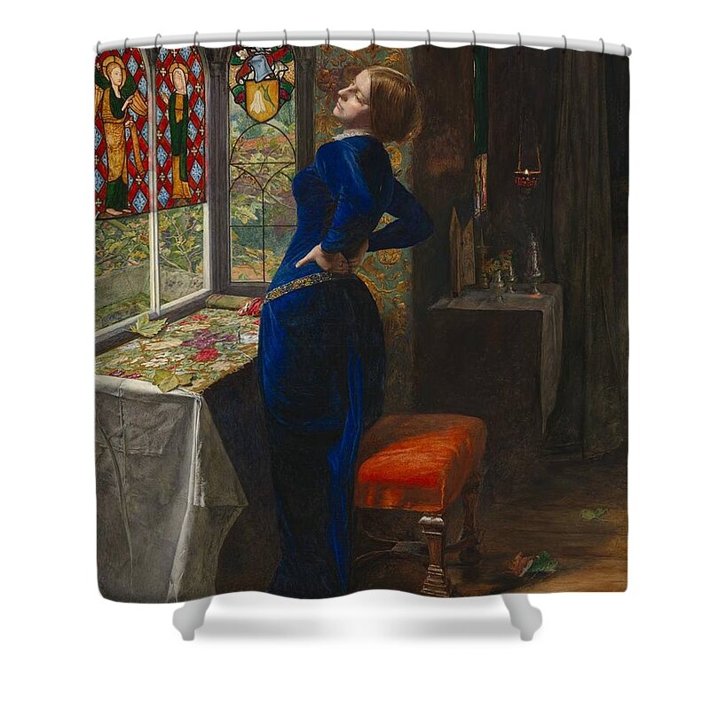 Sir John Everett Millais Shower Curtain featuring the painting Mariana by John Everett Millais