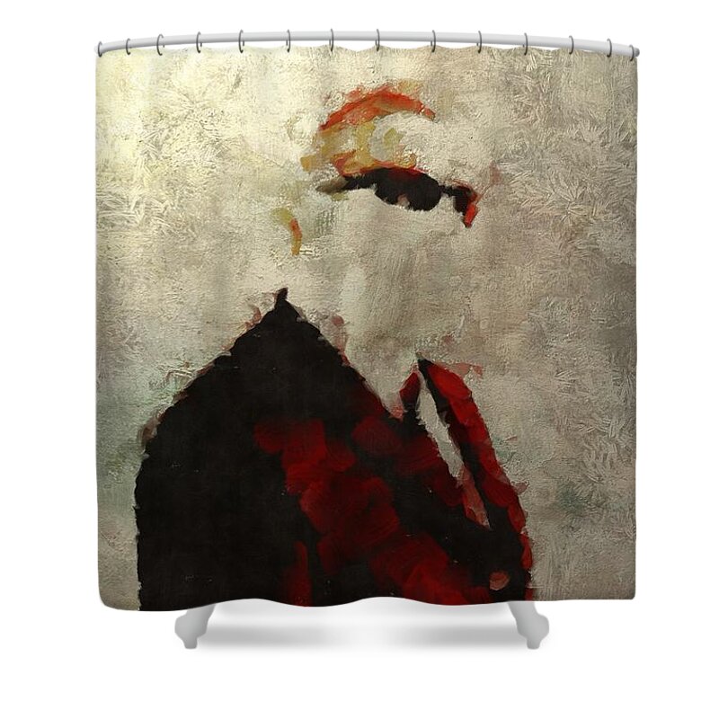 Men Shower Curtain featuring the painting Men in Black Series by MB and RT #5 by Esoterica Art Agency