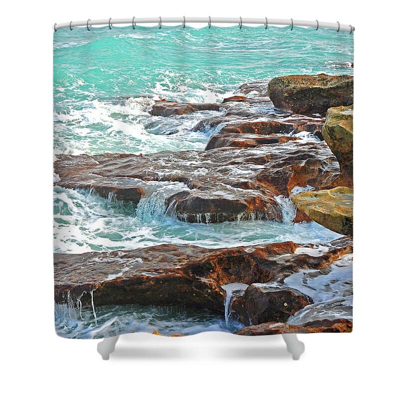 Beach Shower Curtain featuring the photograph 5- Ocean Reef Shoreline by Joseph Keane