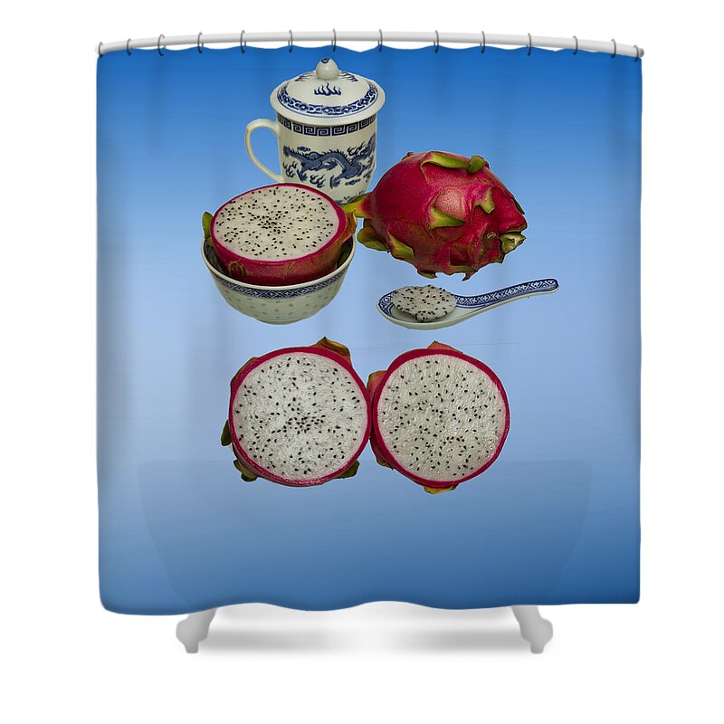 Dragon Fruit Shower Curtain featuring the photograph Pink Dragon Fruit #5 by David French