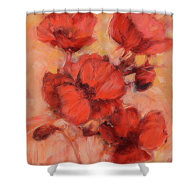 Isolated Shower Curtain featuring the painting Poppy Flowers Handmade Oil Painting On Canvas #5 by Roman Ben