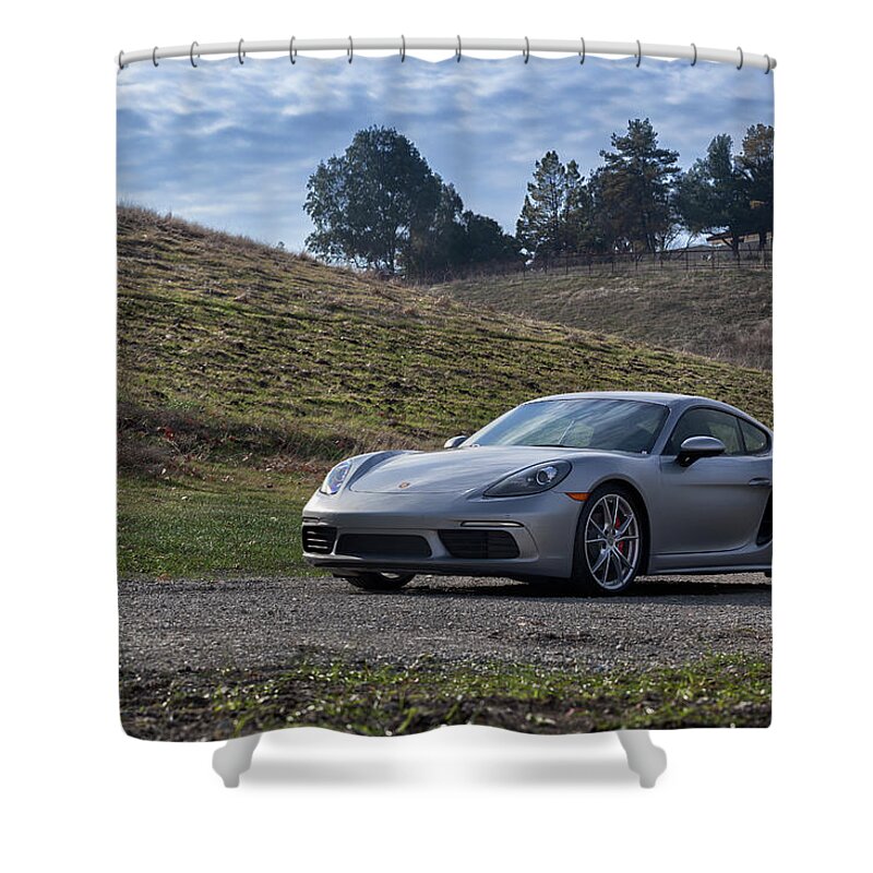 Cars Shower Curtain featuring the photograph #Porsche #718Cayman S #Print #5 by ItzKirb Photography