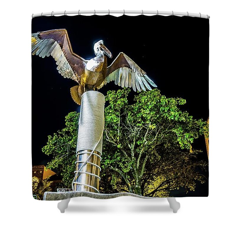 Riverfront Shower Curtain featuring the photograph Riverfront Board Walk Scenes In Wilmington Nc At Night #5 by Alex Grichenko