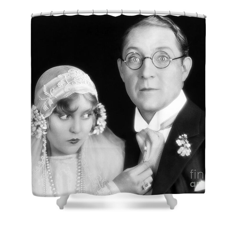 -weddings & Gowns- Shower Curtain featuring the photograph Silent Film Still: Wedding #5 by Granger
