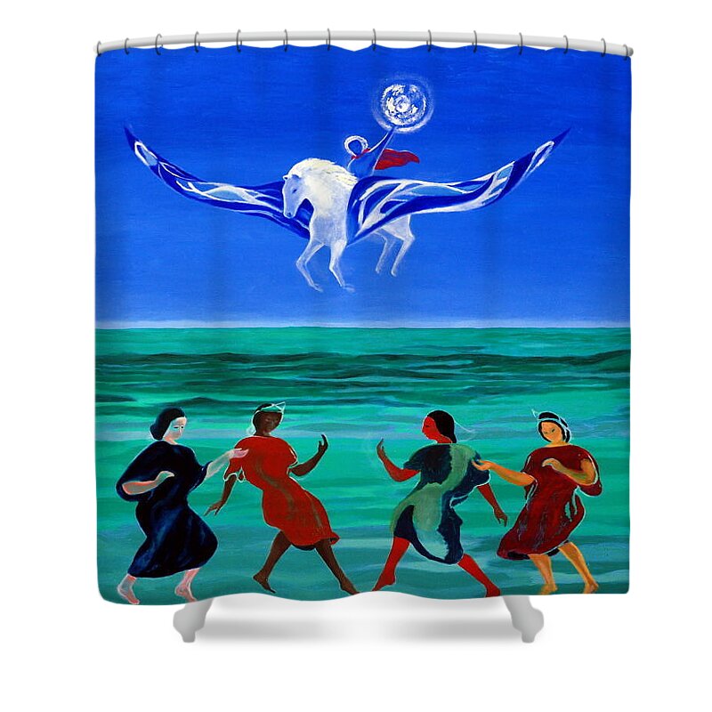 Sea Shower Curtain featuring the painting Sons of the Sun by Enrico Garff