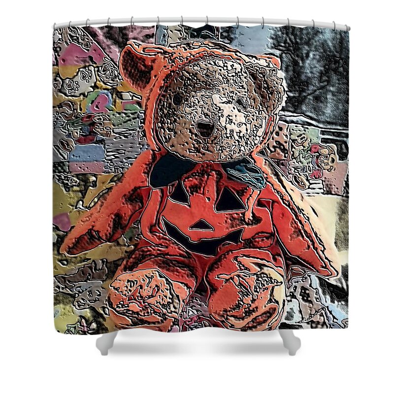 Stuffed Animal Shower Curtain featuring the digital art Teddy Bear #5 by Belinda Cox