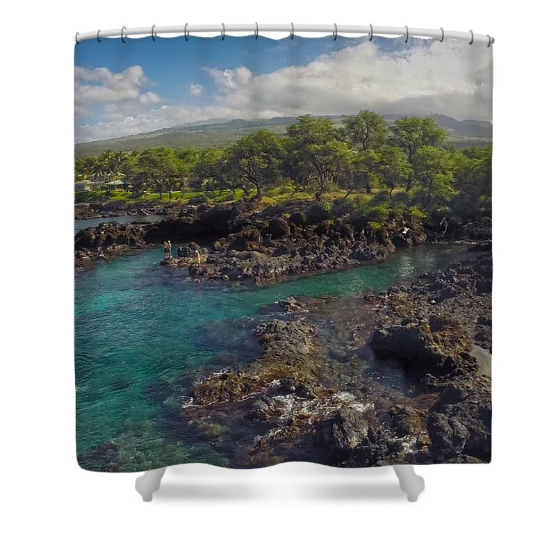 Wailea Maui Turtle Town Seascape Ocean Tropical Reef Shower Curtain featuring the photograph Turtle Town #5 by James Roemmling